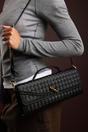 Black Petal Envelope Style Woven Clutch Bag, Image 8 of 8