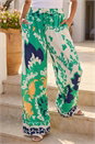Green Border Print Wide Leg Trouser , Image 2 of 4
