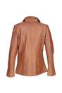 Tan Casual Leather Jacket with Classic Collar, Image 4 of 5