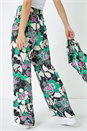 Black Floral Wide Leg Trousers, Image 3 of 5