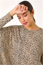 Natural Animal Print Stretch Tunic Top, Image 1 of 5