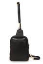 Black Italian Leather Crossbody Sling Bag, Image 1 of 3