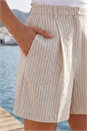 Stone Dusk Stripe Linen Blend Tailored Pocket Shorts, Image 4 of 5