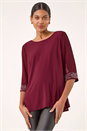 Red Embellished Cuff Chiffon Top, Image 4 of 5
