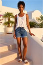 Ivory  Stretch Jersey Vest Top, Image 2 of 4