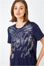 Navy  Metallic Animal Print T-Shirt, Image 5 of 5