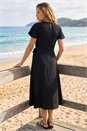 Black Side Tie Detail Midi Dress, Image 2 of 4