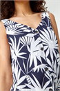 Navy  Sleeveless V-Neck Palm Print Button Cami, Image 5 of 5