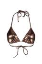 Brown WOVCOR Brown Metallic Triangle Bikini Top, Image 3 of 5