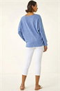 Navy Buttoned Stretch Jersey Top, Image 3 of 5