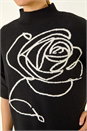 Black Rose Motif High Neck Knit Jumper, Image 5 of 5