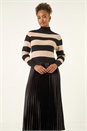 Black Stripe Knit Pleated Dress, Image 2 of 7