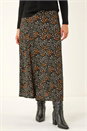 Orange Ditsy Floral Print Stretch Midi Skirt, Image 1 of 5