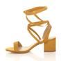 Yellow AJVANI Yellow Mid Block Heel Tie Up Sandals, Image 3 of 6