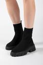 Black Black Cleated Pull On Knit Chunky Sole Sock Ankle Boots - Melissa, Image 2 of 2