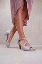Silver 'Beatrice' Low Kitten Heel Crossover Strap, Image 3 of 3
