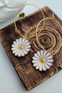 White Multicolour Sunflower 30mm Boho Hoop Earrings, Image 2 of 2
