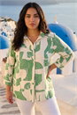 Green Curve Textured Geometric Shirt, Image 2 of 4