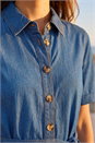 Denim Button Detail Tiered Midi Dress, Image 4 of 4