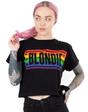 Black Blondie Cropped T-Shirt Ladies Rainbow Logo, Image 1 of 4