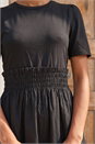 Black Dusk Shirred Waist Midi Dress, Image 4 of 4