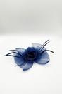 Navy Rosette Bow Fascinator in Navy, Image 2 of 2