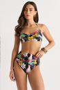  Multi Tropical Floral Ruched Panel Bikini Bottom, Image 1 of 4