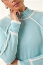 Blue Petite Contrast Ribbed Knit Jumper, Image 1 of 5