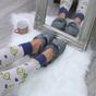 Grey AJVANI Grey Glitter Knitted Mules Slippers, Image 4 of 5