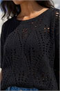 Black Crochet Detail Knit Top, Image 4 of 4