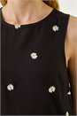 Black Daisy Embroidered Vest, Image 5 of 5