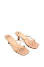 Beige XY LONDON Beige 'Dream' Strappy Square Toe Kitten Heel Slip on Mule Sandals, Image 2 of 5
