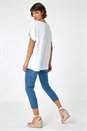 Light Blue  Embellished Floral Print Tunic Top, Image 3 of 5