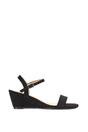 Black XY LONDON Black 'Alissa' Low Wedge Heel Sandals With Ankle Strap, Image 1 of 5