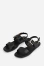 Black 'Uma' Classic Flat Sandals With Strap, Image 3 of 5