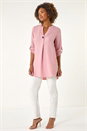 Rose Longline V-Neck Button Tunic Top, Image 2 of 5