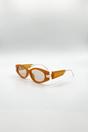 Orange Oval Metal Detail Sunglasses, Image 3 of 5