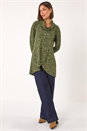 Khaki Floral Print Cowl Neck Top, Image 2 of 5