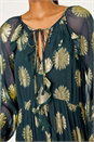 Teal Frill Brocade Midi Dress, Image 5 of 5