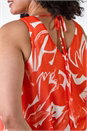 Orange Curve Abstract Print Chiffon Dress, Image 5 of 5