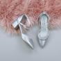 Silver AJVANI Silver Mid Block Heel Crossed Strap Pointed Toe 2 Part Heels, Image 4 of 6