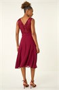 Bordeaux Sequin Bodice Betlted Chiffon Dress, Image 3 of 6