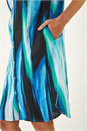Blue Abstract Printed Linen Shift Dress, Image 5 of 5