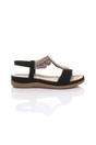 Black AJVANI Black Slingback Beaded T-Bar Sandals, Image 2 of 4