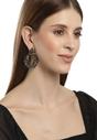 Black Leaf-shaped round Crystals Drop Earrings, Image 3 of 5