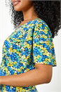 Blue Petite Floral Print Stretch Jersey Dress, Image 5 of 5
