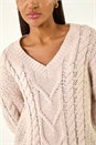 Stone V-Neck Cable Knit Jumper, Image 5 of 5