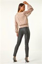 Light Pink Petite Crinkle Keyhole Shimmer Top, Image 3 of 5