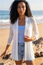 Ivory Longline Back Detail Cardigan, Image 1 of 4
