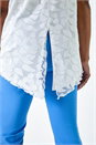 Ivory Sleeveless Textured Floral Print Top, Image 5 of 5